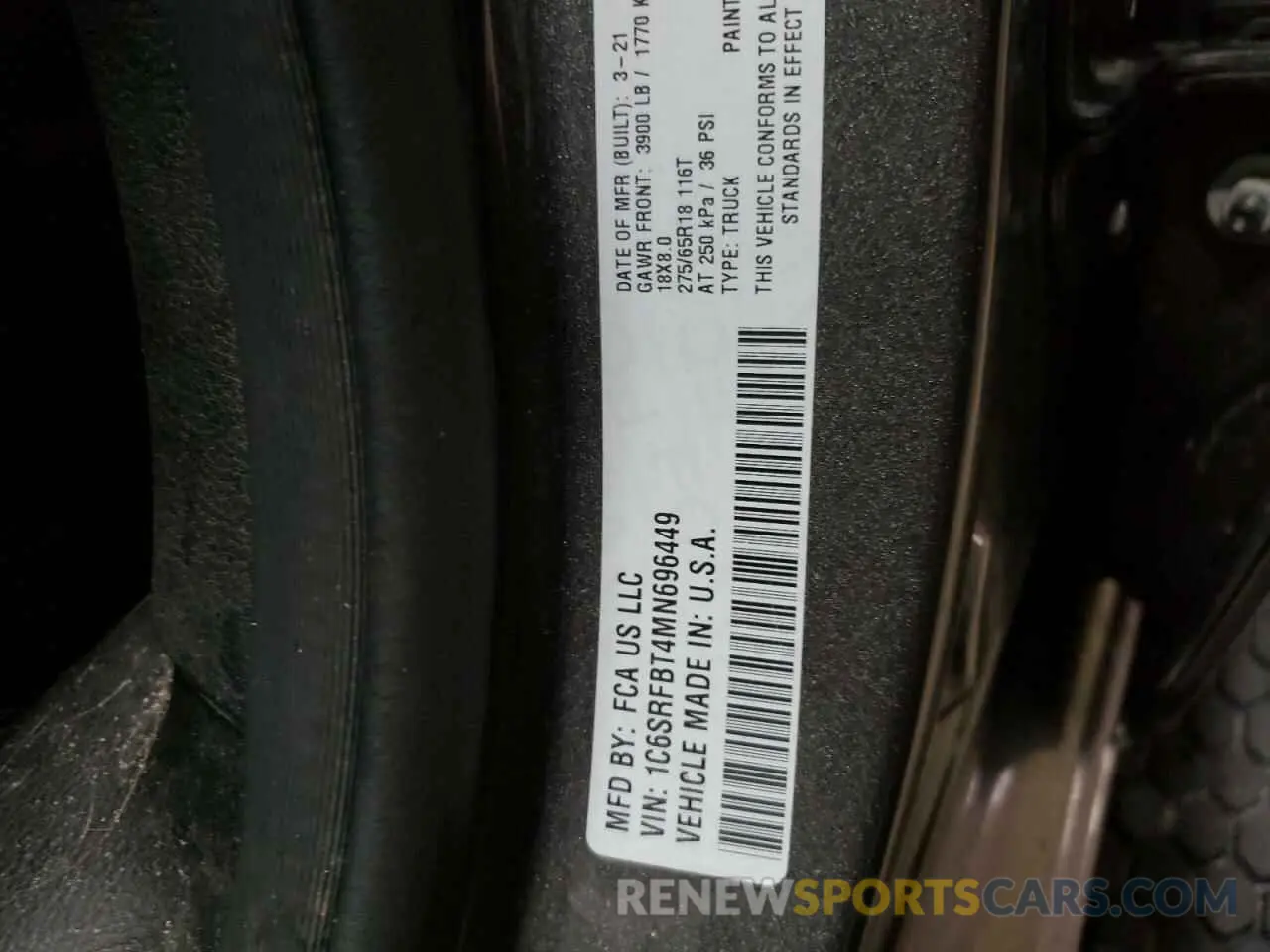 14 Фотография поврежденного автомобиля 1C6SRFBT4MN696449 RAM 1500 2021