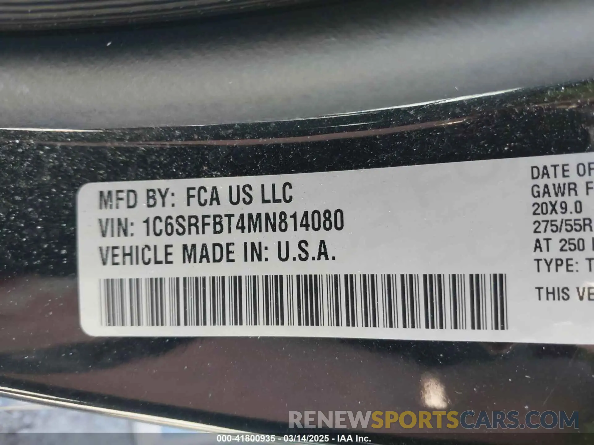 9 Фотография поврежденного автомобиля 1C6SRFBT4MN814080 RAM 1500 2021