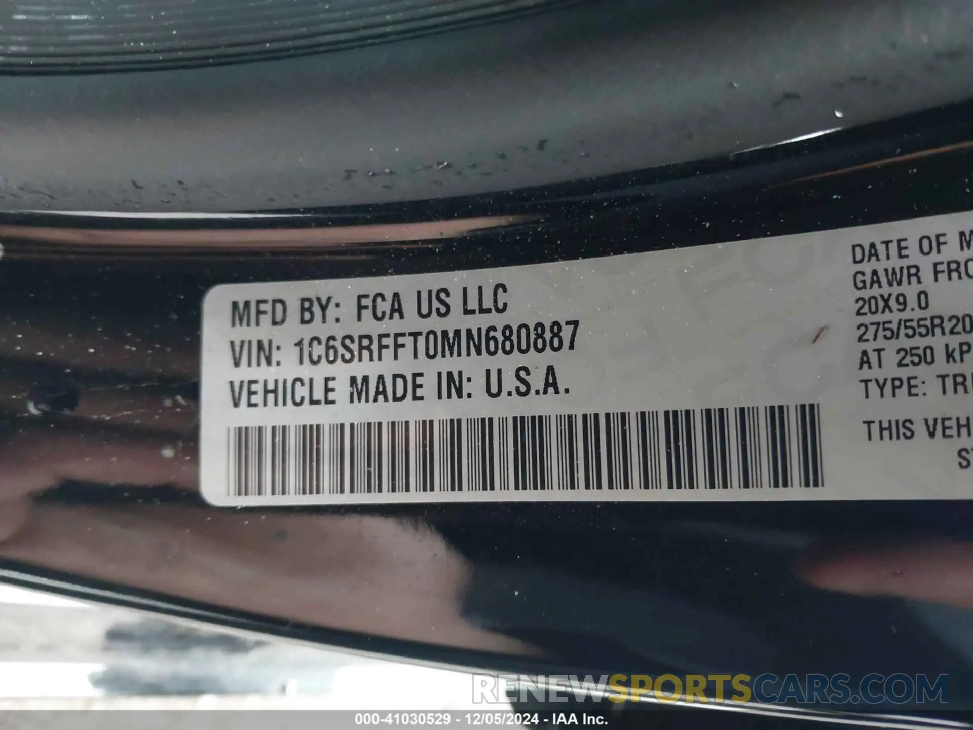 9 Фотография поврежденного автомобиля 1C6SRFFT0MN680887 RAM 1500 2021
