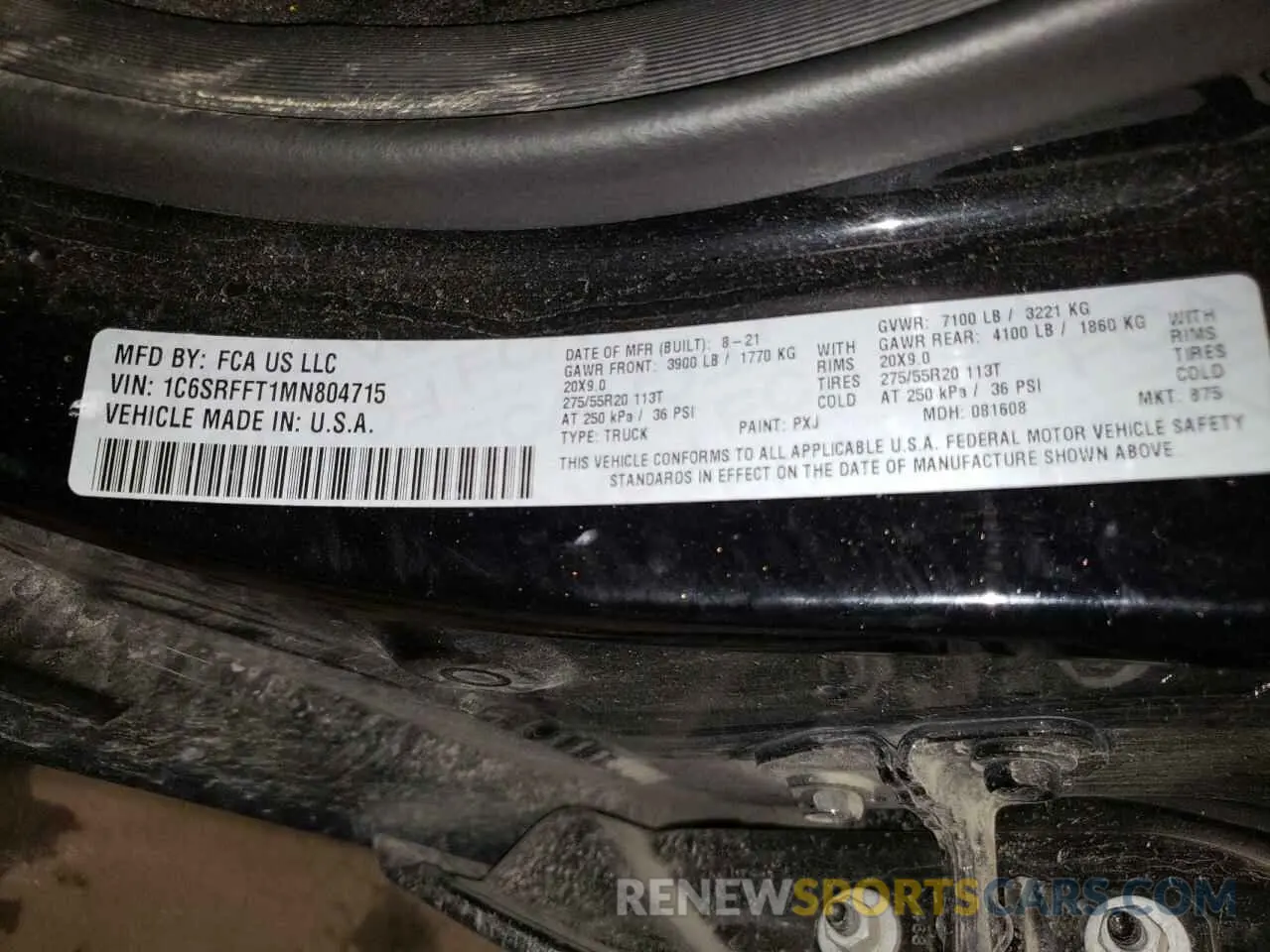 12 Photograph of a damaged car 1C6SRFFT1MN804715 RAM 1500 2021