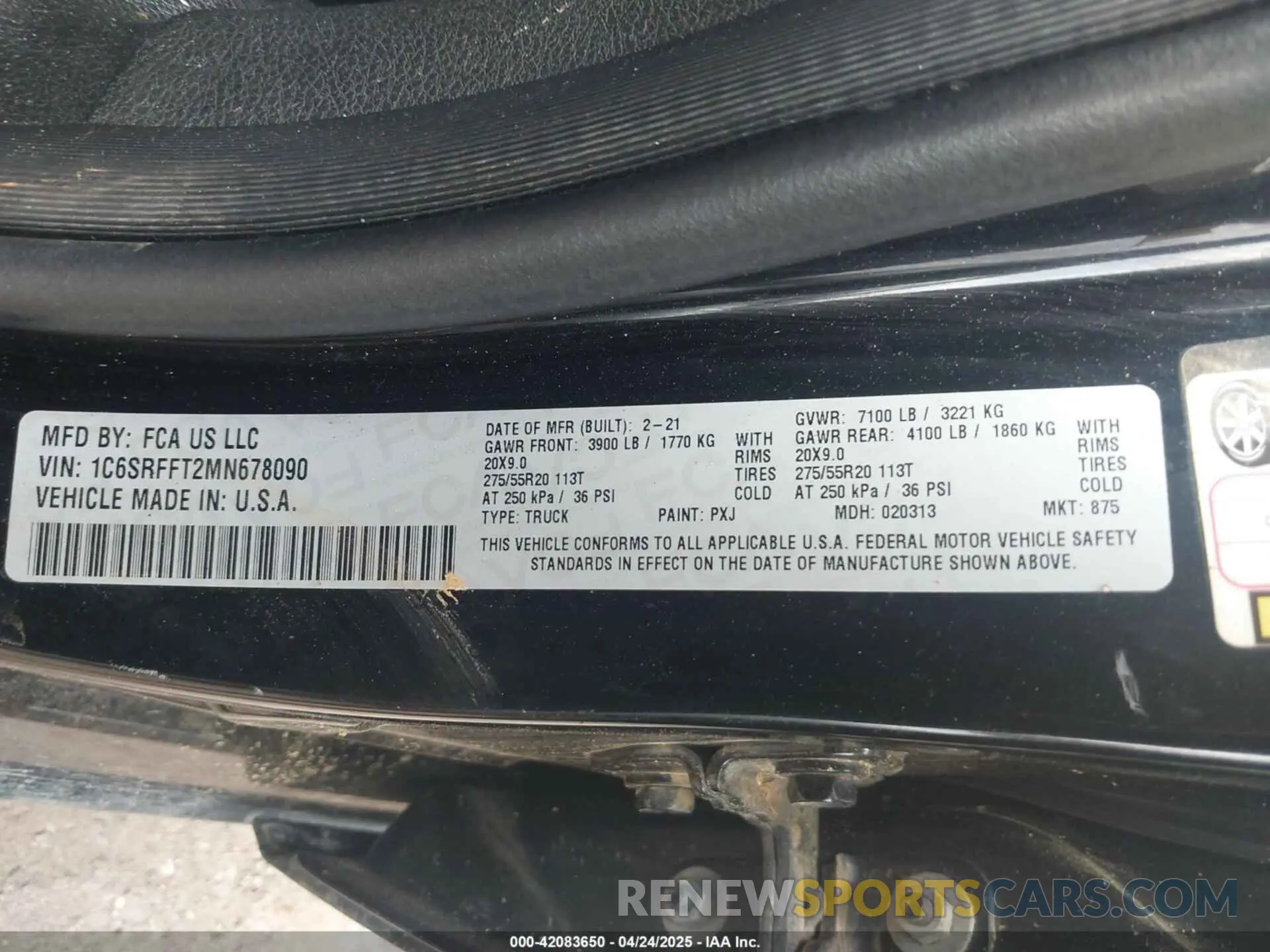 9 Фотография поврежденного автомобиля 1C6SRFFT2MN678090 RAM 1500 2021
