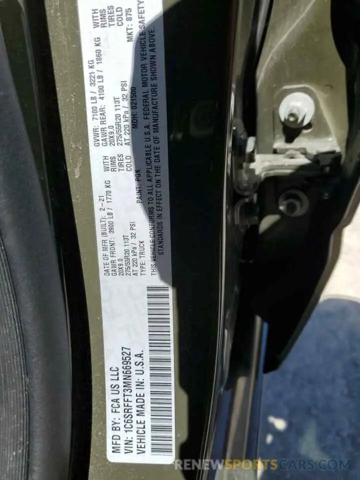 14 Фотография поврежденного автомобиля 1C6SRFFT3MN669527 RAM 1500 2021