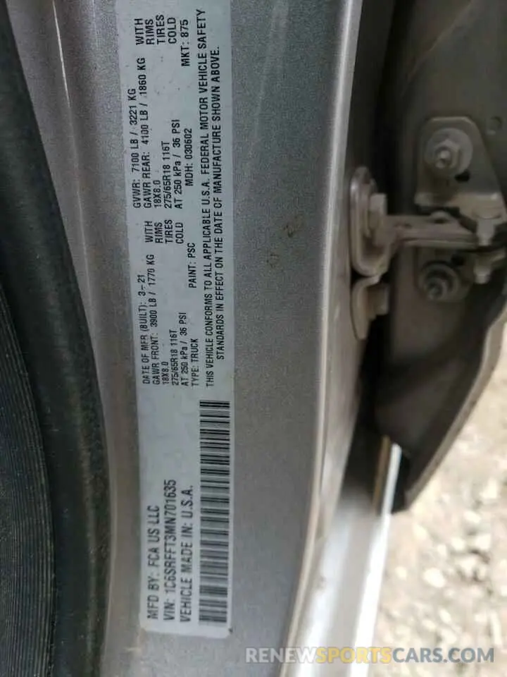 12 Photograph of a damaged car 1C6SRFFT3MN701635 RAM 1500 2021