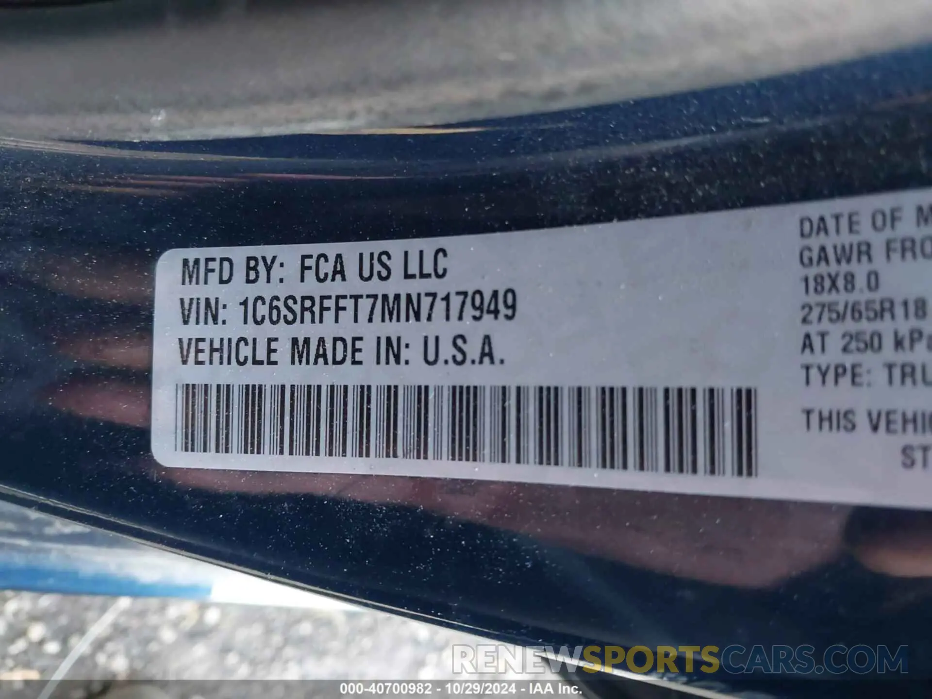9 Photograph of a damaged car 1C6SRFFT7MN717949 RAM 1500 2021