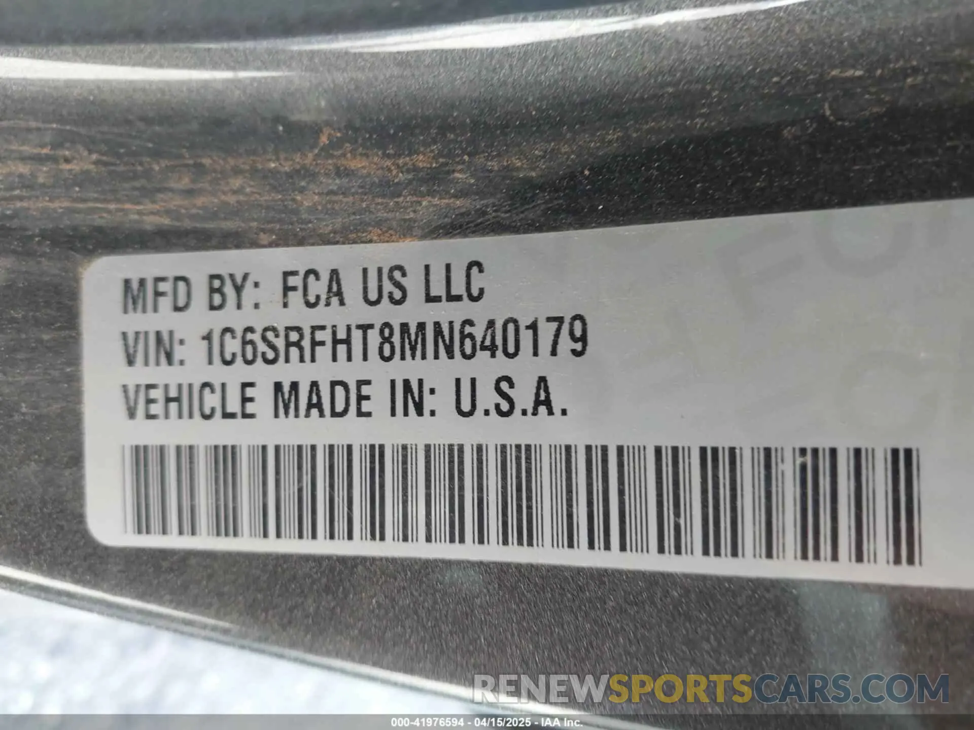 9 Фотография поврежденного автомобиля 1C6SRFHT8MN640179 RAM 1500 2021
