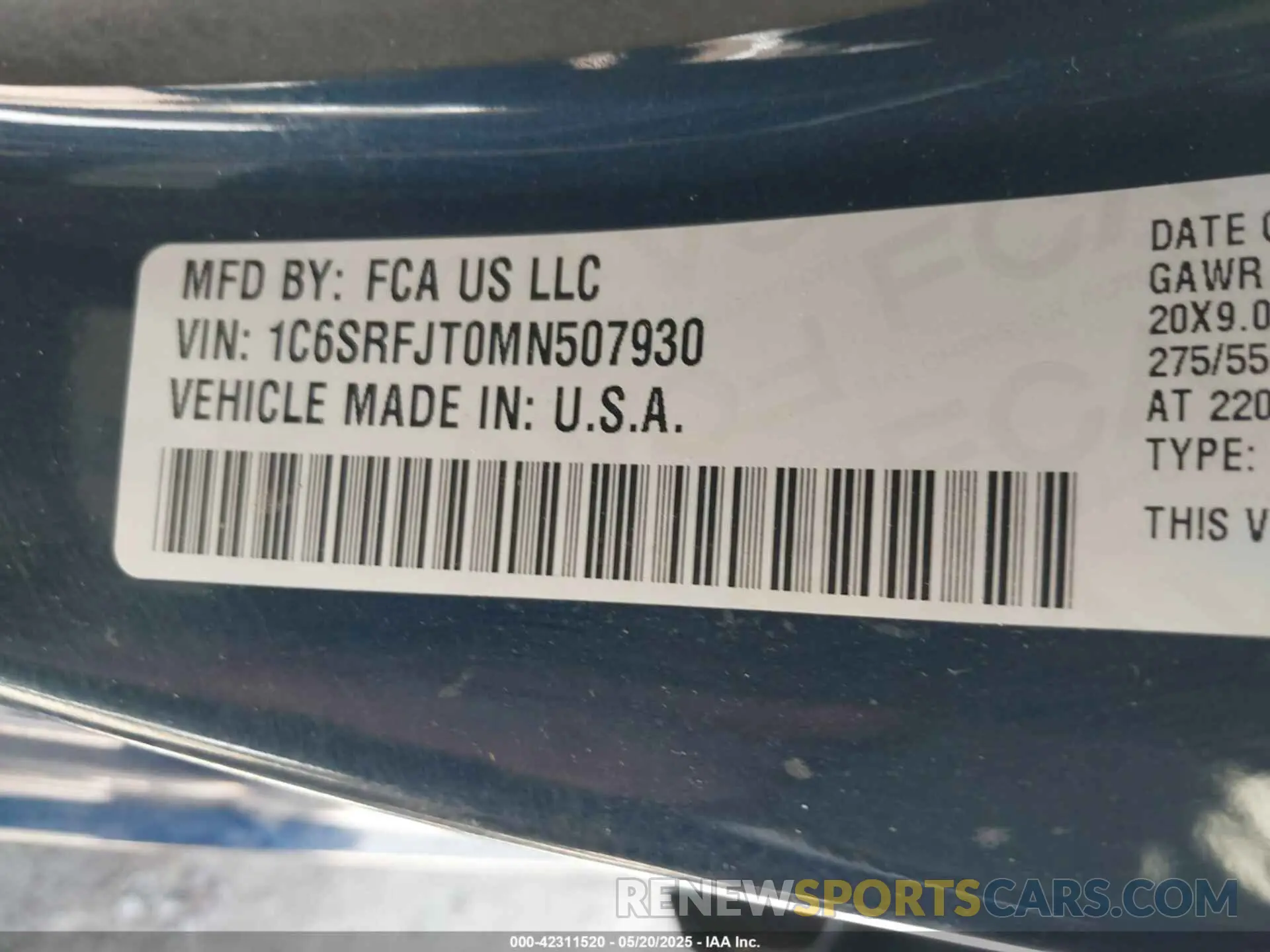 9 Фотография поврежденного автомобиля 1C6SRFJT0MN507930 RAM 1500 2021