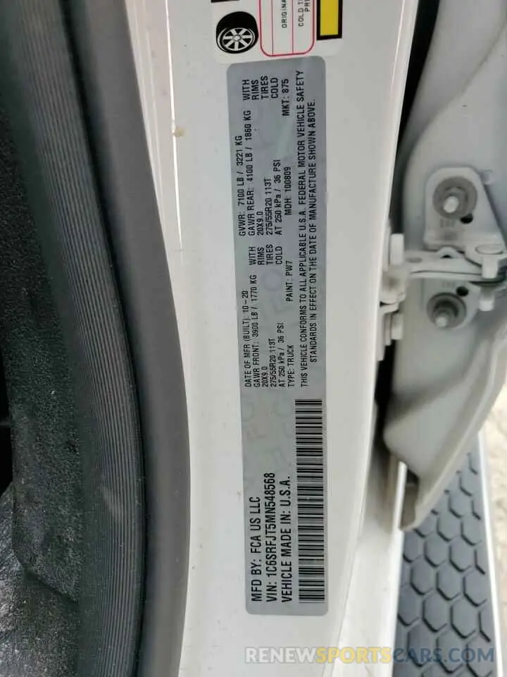 12 Photograph of a damaged car 1C6SRFJT5MN548568 RAM 1500 2021