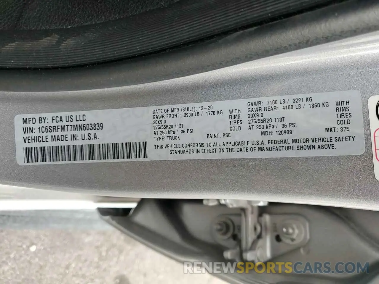 13 Фотография поврежденного автомобиля 1C6SRFMT7MN603839 RAM 1500 2021