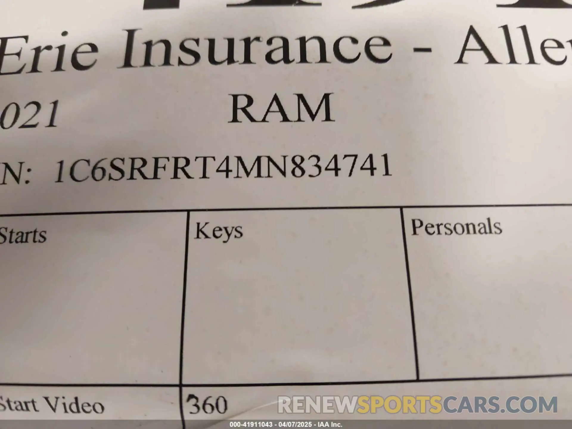 9 Photograph of a damaged car 1C6SRFRT4MN834741 RAM 1500 2021