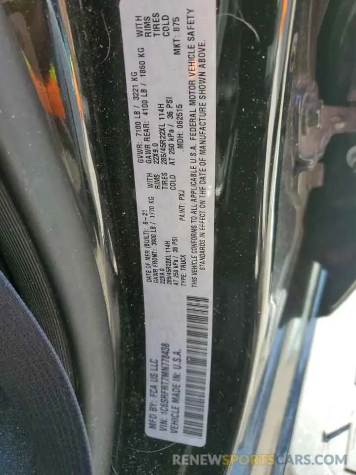 13 Photograph of a damaged car 1C6SRFRT7MN778438 RAM 1500 2021