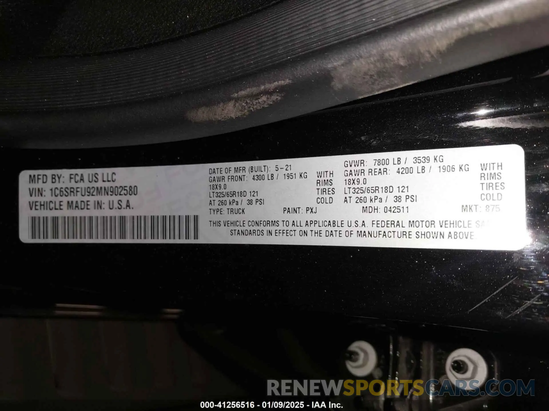 9 Фотография поврежденного автомобиля 1C6SRFU92MN902580 RAM 1500 2021