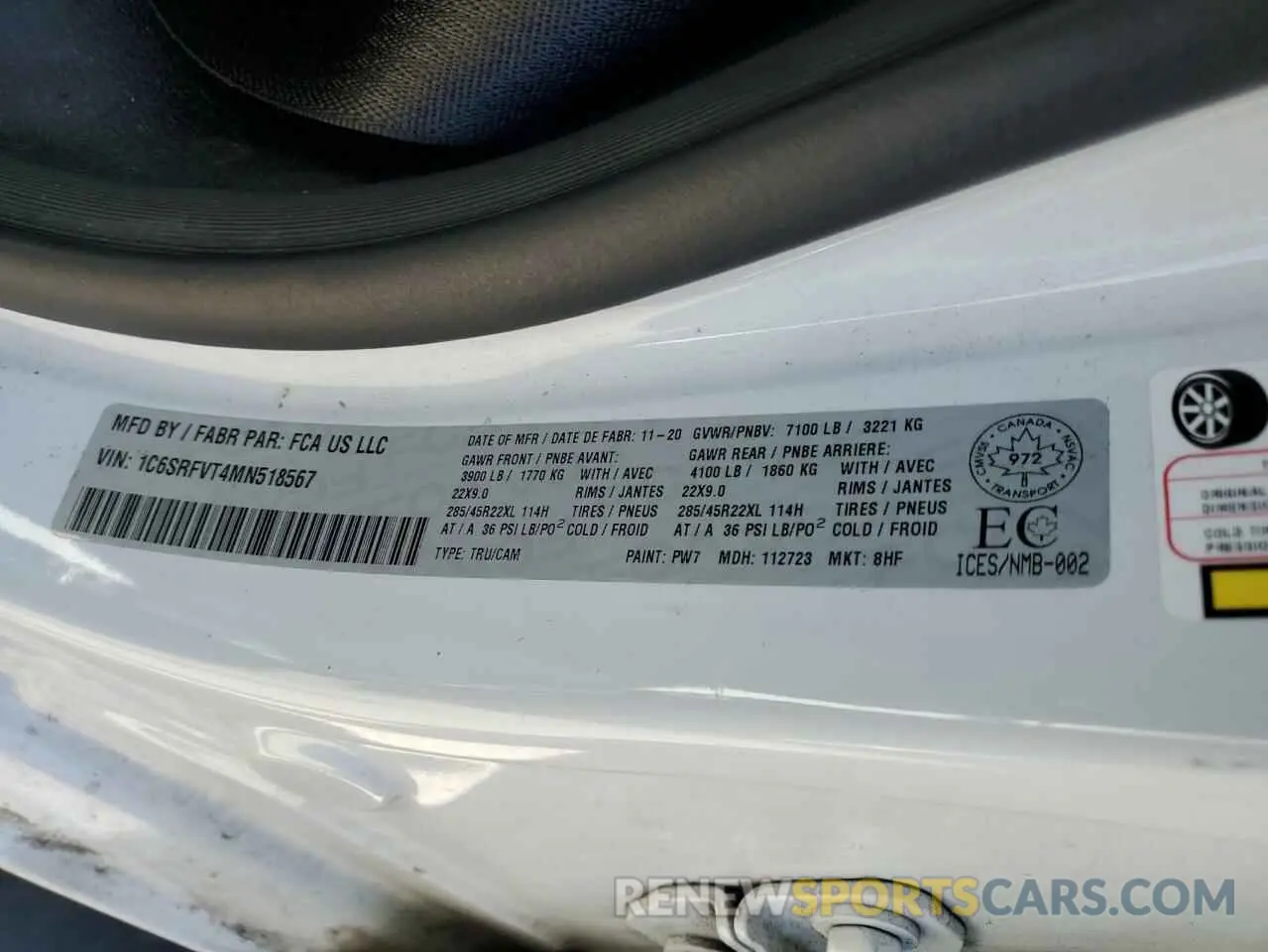 13 Фотография поврежденного автомобиля 1C6SRFVT4MN518567 RAM 1500 2021
