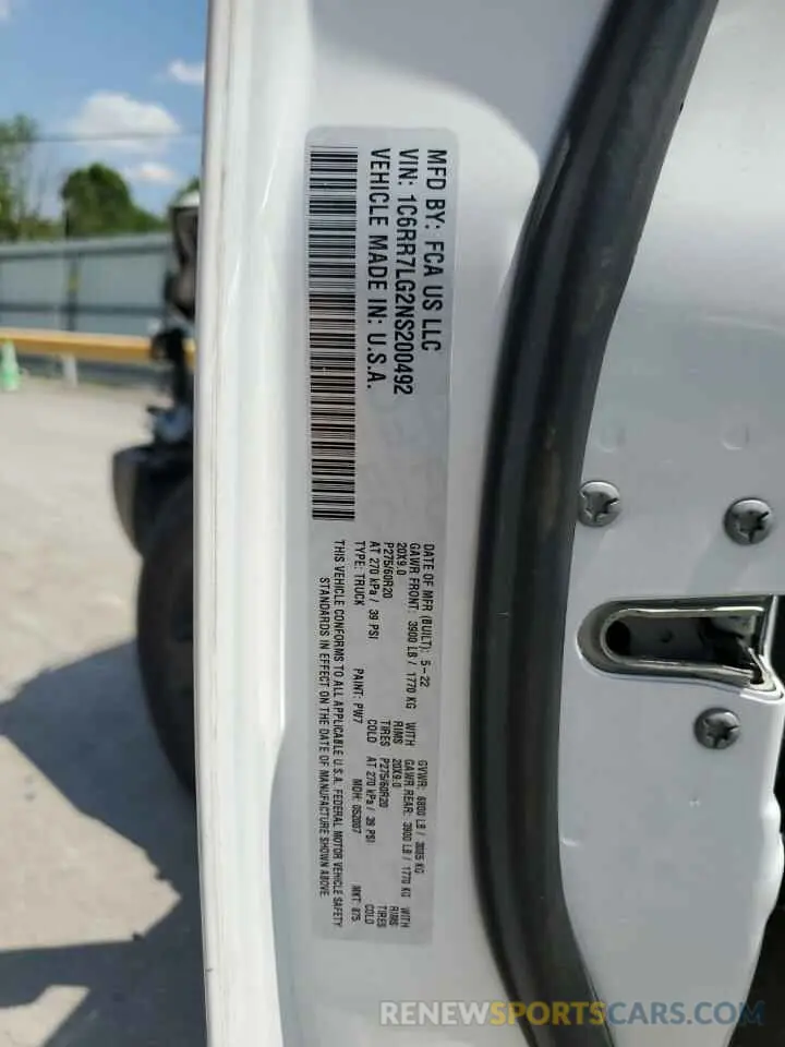 13 Фотография поврежденного автомобиля 1C6RR7LG2NS200492 RAM 1500 2022