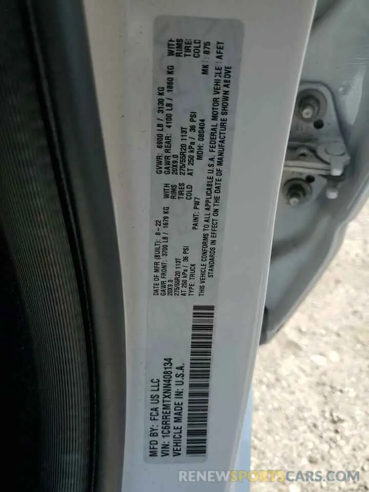 14 Photograph of a damaged car 1C6RREMTXNN408134 RAM 1500 2022