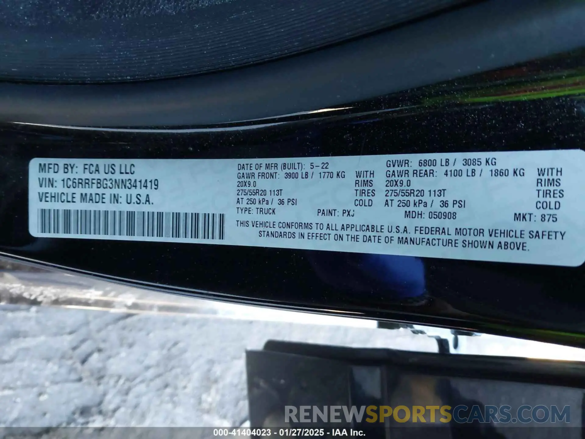 9 Photograph of a damaged car 1C6RRFBG3NN341419 RAM 1500 2022