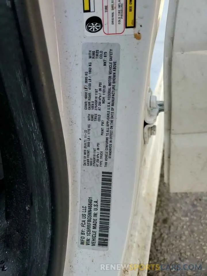 12 Photograph of a damaged car 1C6RRFBG5NN468401 RAM 1500 2022