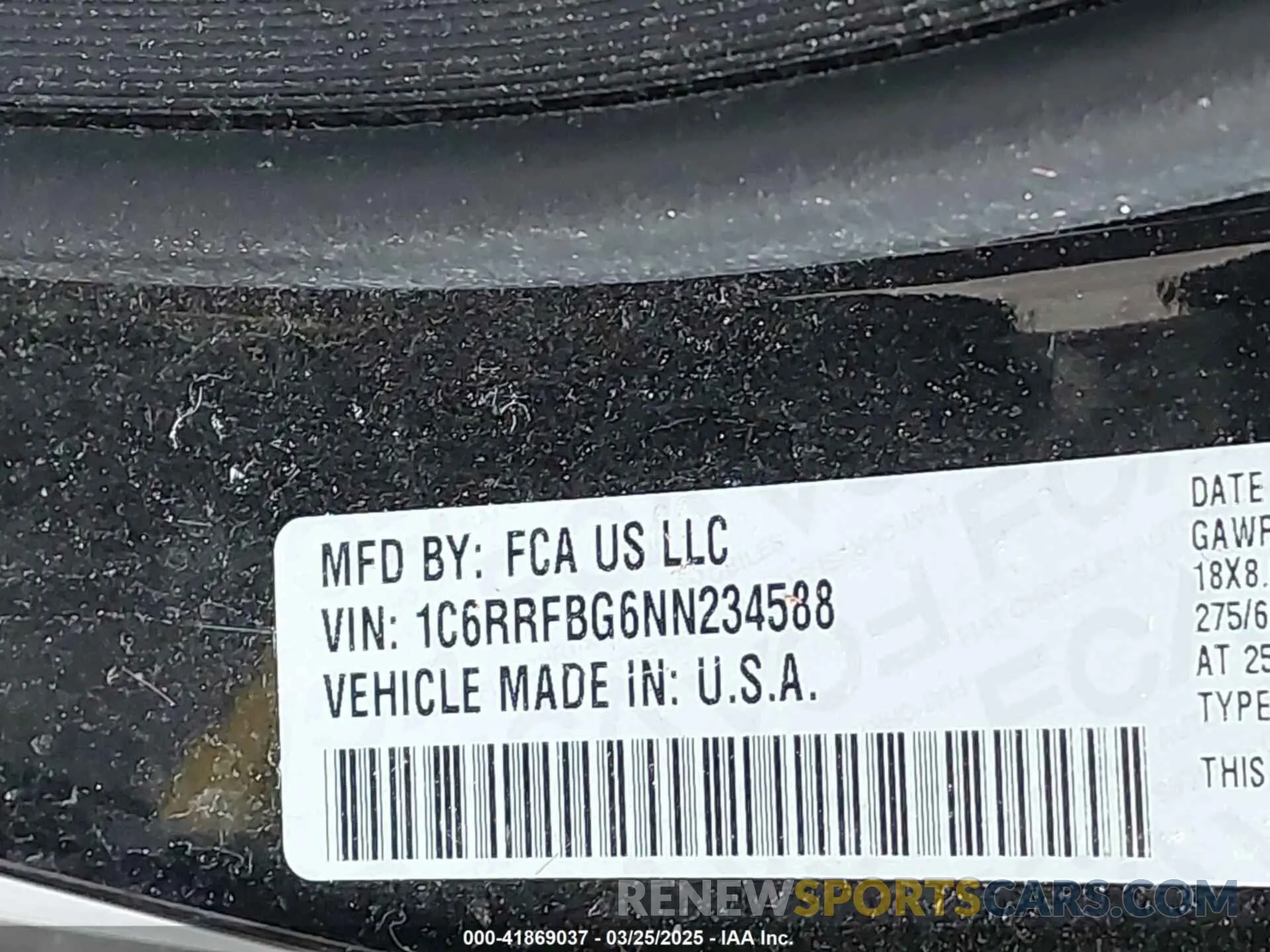 9 Фотография поврежденного автомобиля 1C6RRFBG6NN234588 RAM 1500 2022
