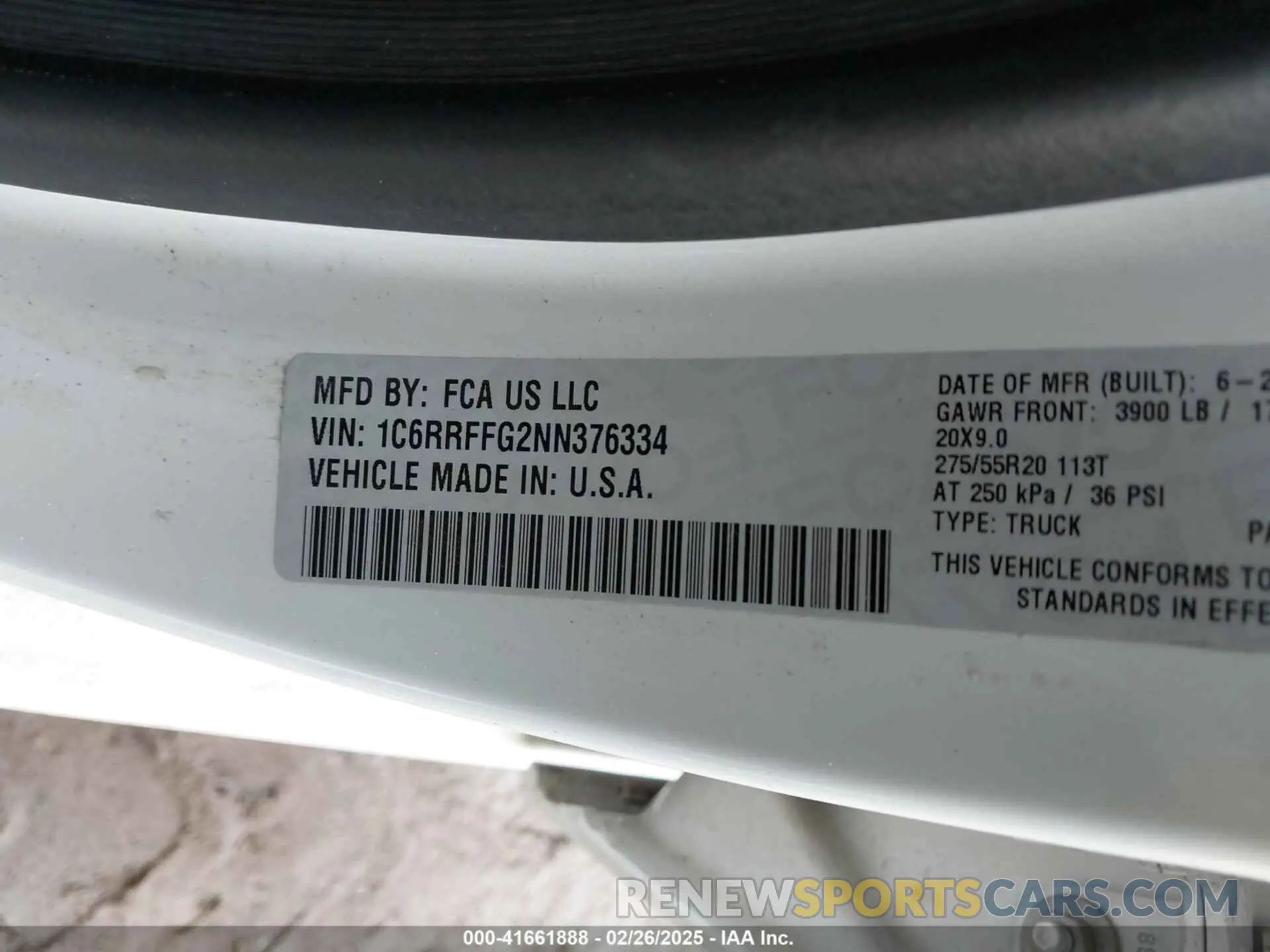 9 Фотография поврежденного автомобиля 1C6RRFFG2NN376334 RAM 1500 2022