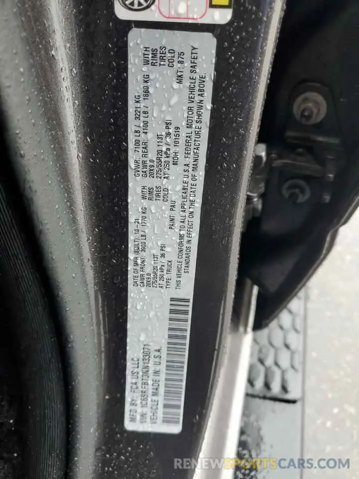 12 Photograph of a damaged car 1C6SRFBT3NN133071 RAM 1500 2022