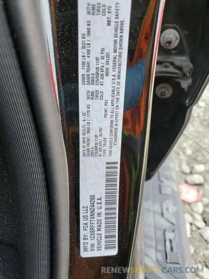 13 Фотография поврежденного автомобиля 1C6SRFFTXNN244260 RAM 1500 2022