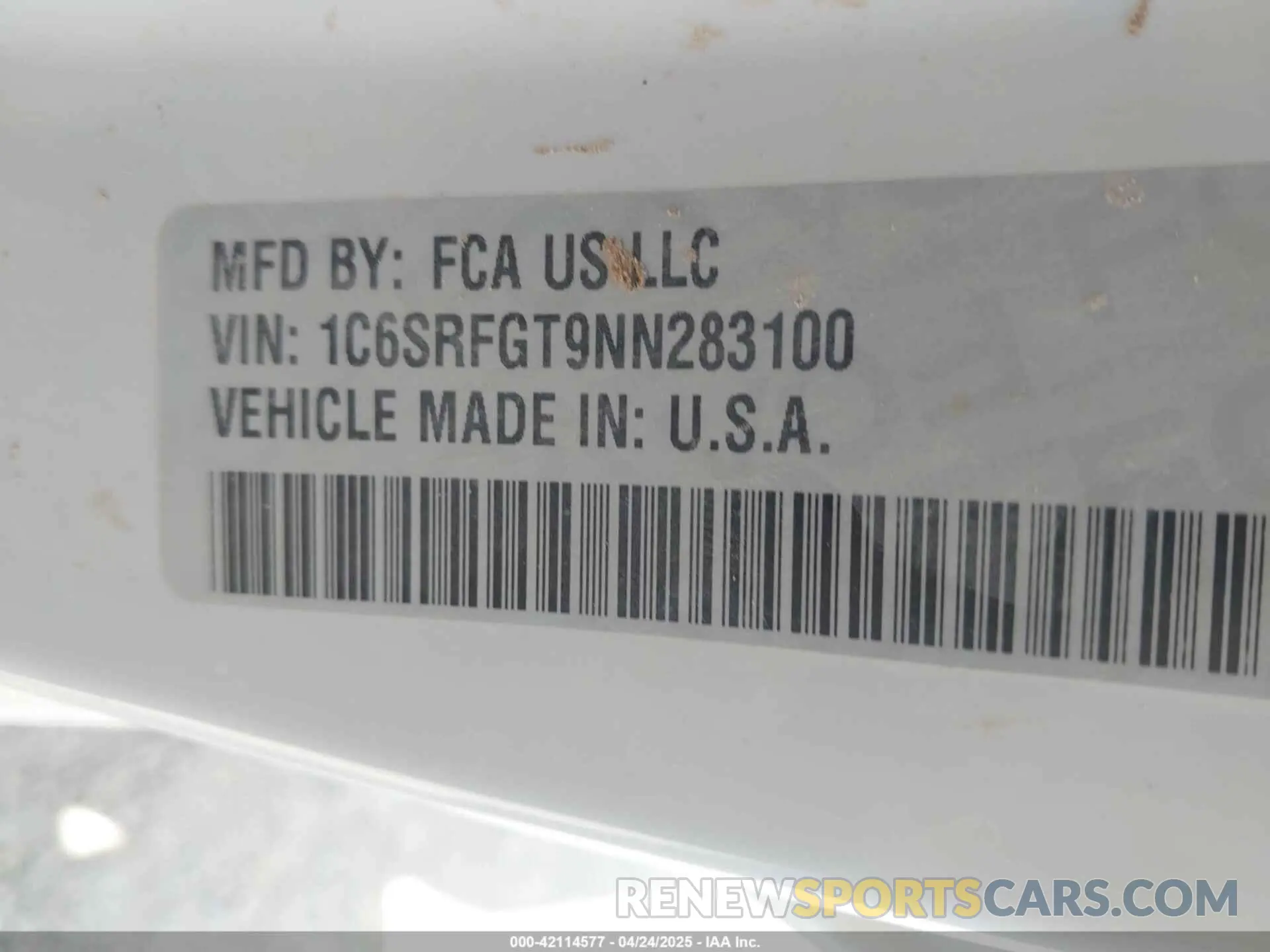 9 Фотография поврежденного автомобиля 1C6SRFGT9NN283100 RAM 1500 2022