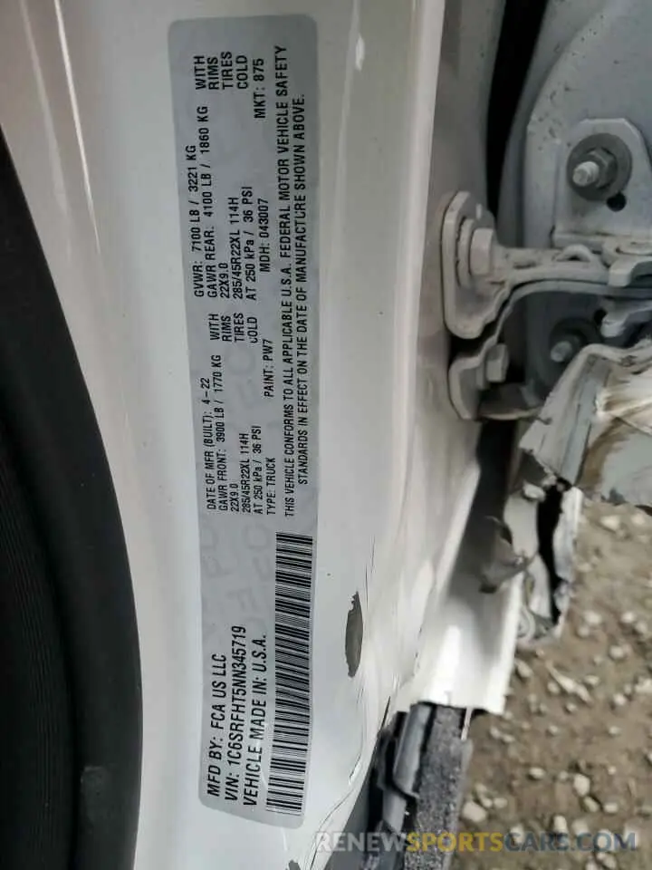 13 Фотография поврежденного автомобиля 1C6SRFHT5NN345719 RAM 1500 2022