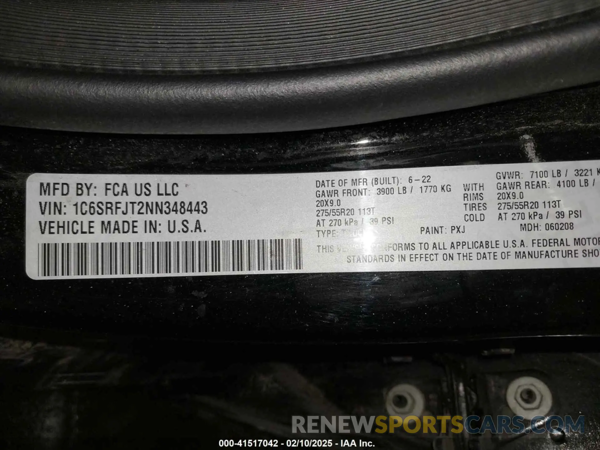 9 Фотография поврежденного автомобиля 1C6SRFJT2NN348443 RAM 1500 2022