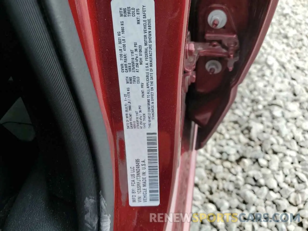 12 Photograph of a damaged car 1C6SRFJT3NN248495 RAM 1500 2022