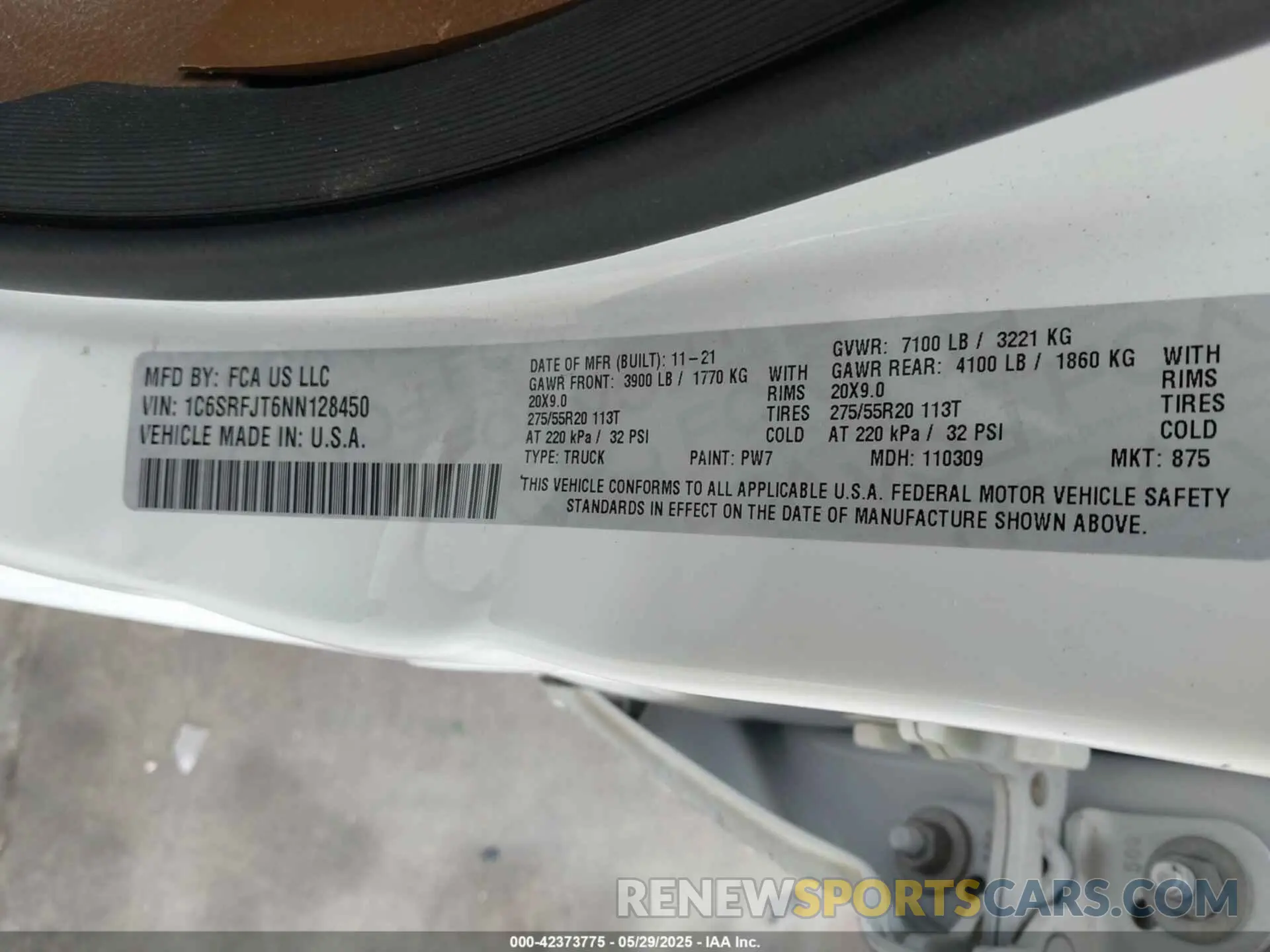 9 Фотография поврежденного автомобиля 1C6SRFJT6NN128450 RAM 1500 2022
