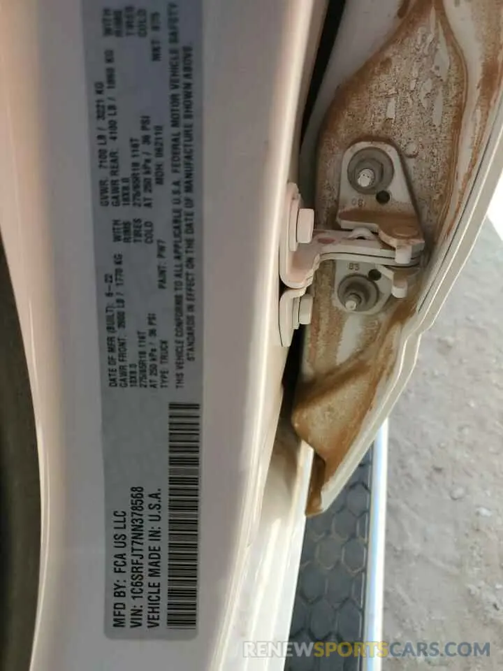 12 Photograph of a damaged car 1C6SRFJT7NN378568 RAM 1500 2022