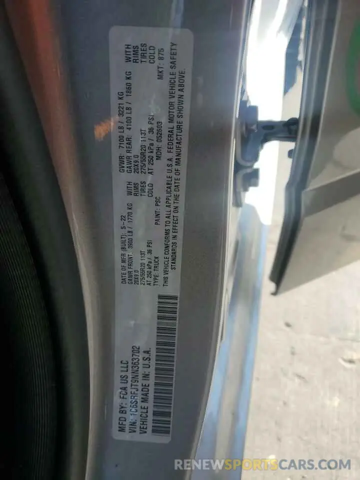 13 Фотография поврежденного автомобиля 1C6SRFJT9NN363702 RAM 1500 2022