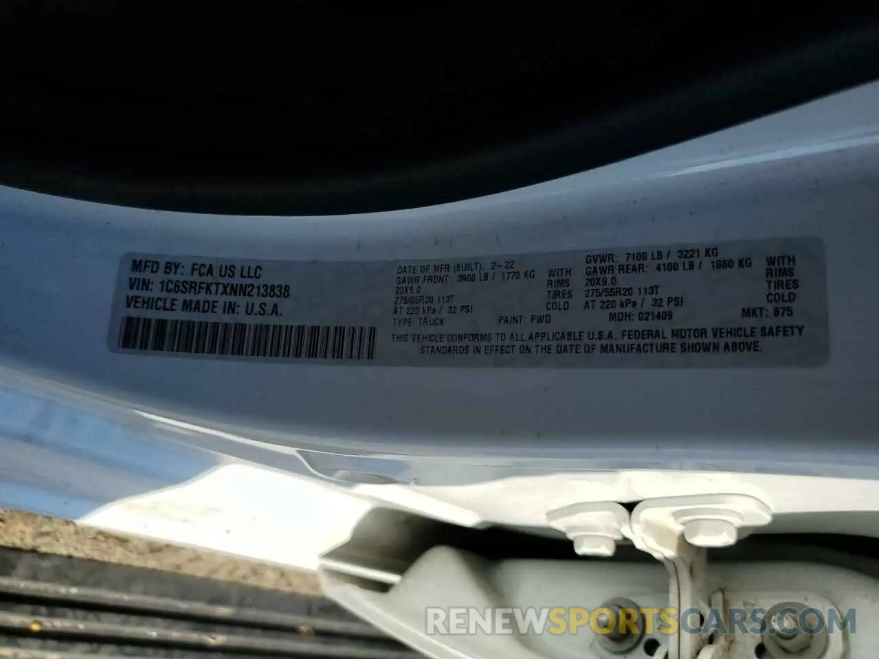 12 Photograph of a damaged car 1C6SRFKTXNN213838 RAM 1500 2022