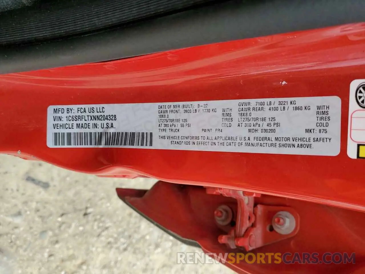 13 Фотография поврежденного автомобиля 1C6SRFLTXNN204328 RAM 1500 2022