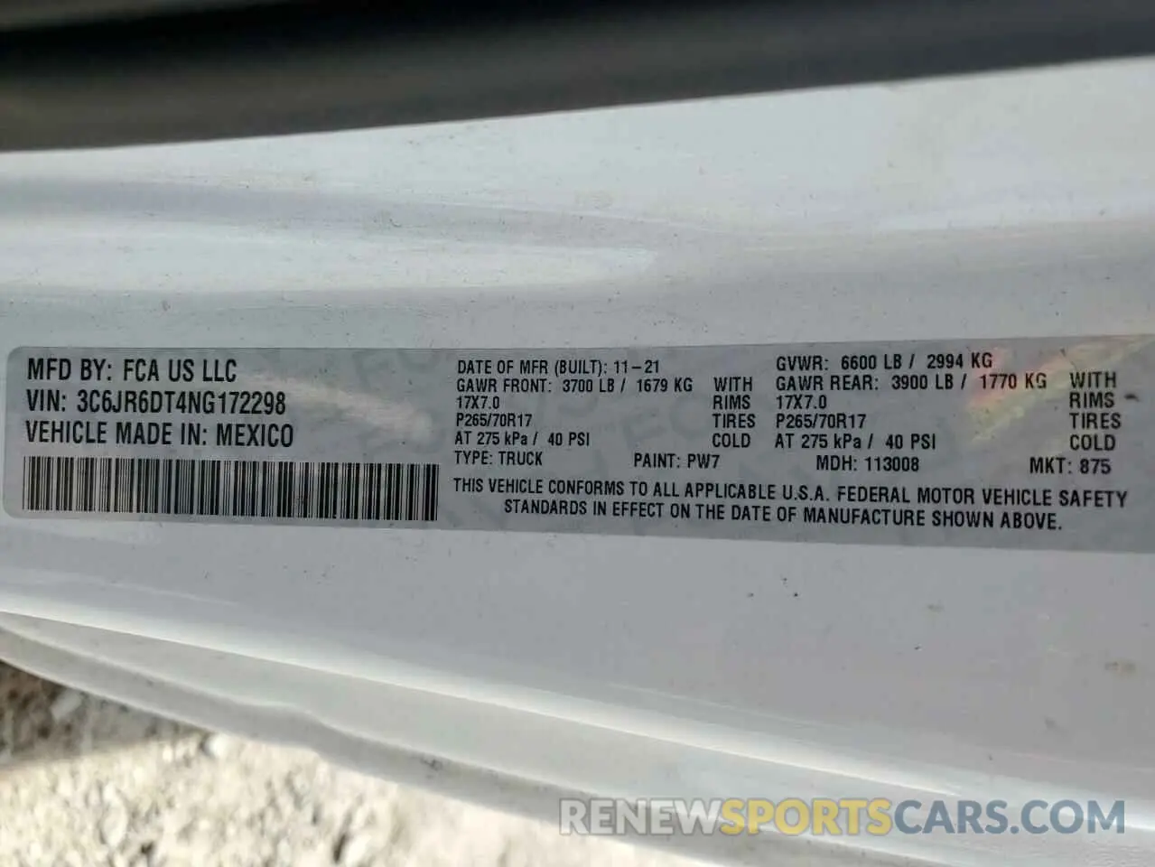 13 Фотография поврежденного автомобиля 3C6JR6DT4NG172298 RAM 1500 2022