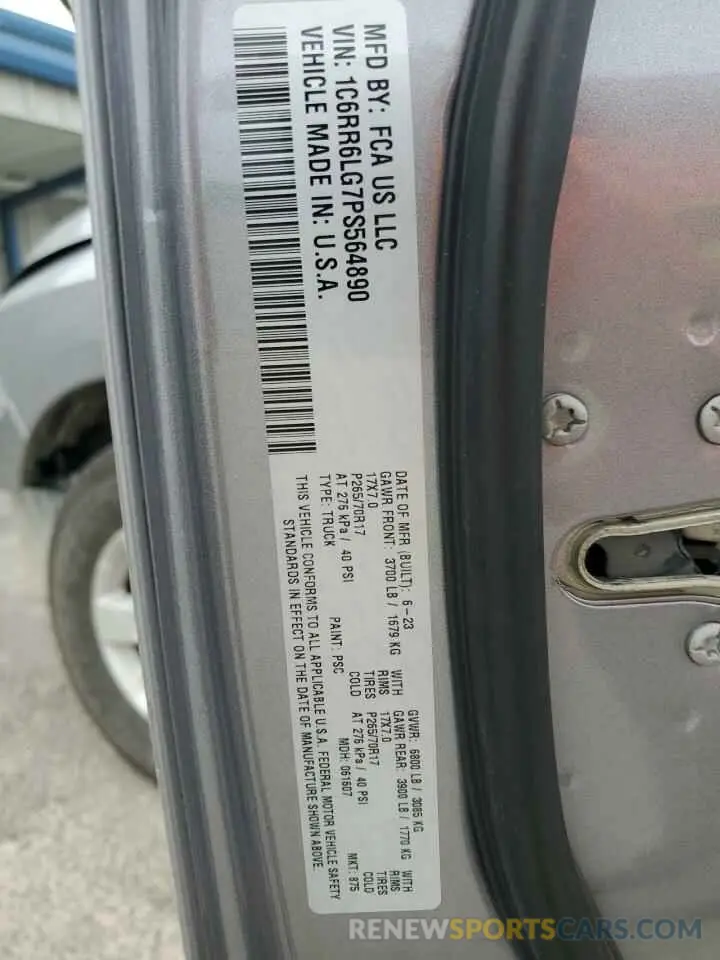 13 Фотография поврежденного автомобиля 1C6RR6LG7PS564890 RAM 1500 2023