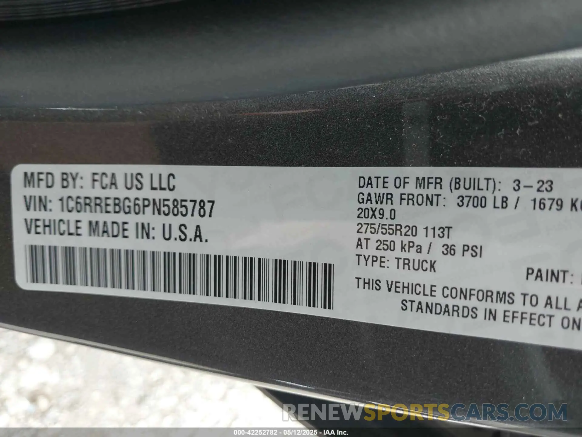 9 Фотография поврежденного автомобиля 1C6RREBG6PN585787 RAM 1500 2023