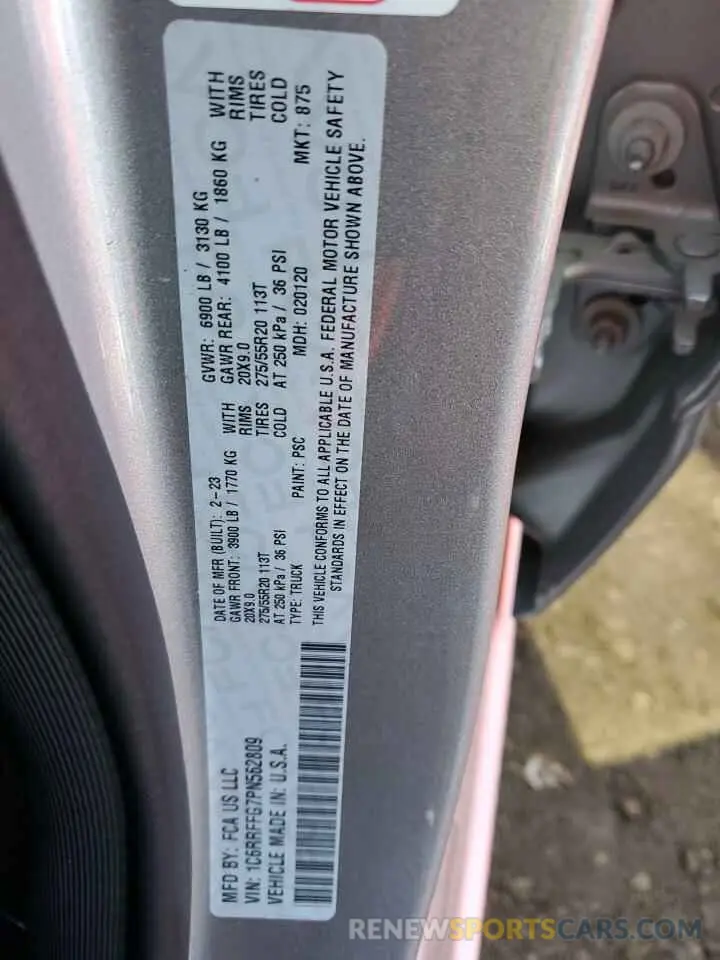 13 Фотография поврежденного автомобиля 1C6RRFFG7PN562809 RAM 1500 2023