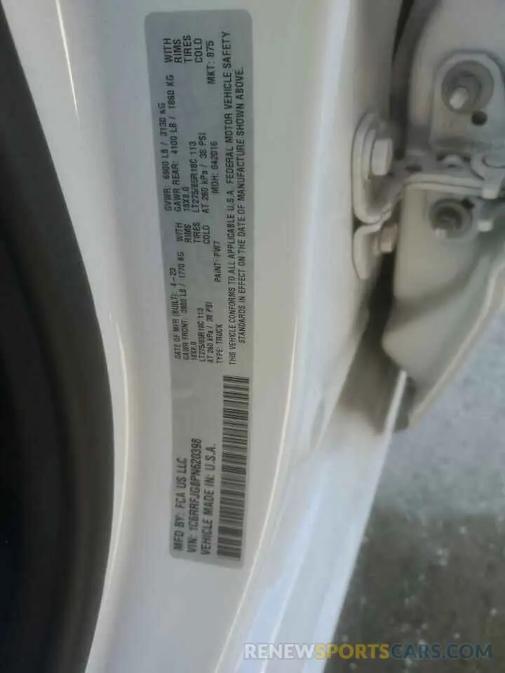 12 Фотография поврежденного автомобиля 1C6RRFJG8PN620398 RAM 1500 2023