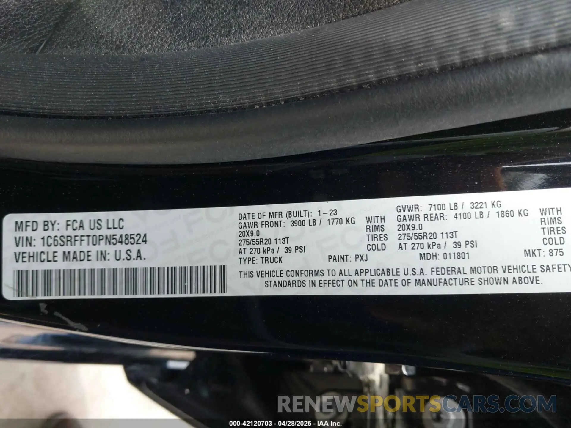 9 Фотография поврежденного автомобиля 1C6SRFFT0PN548524 RAM 1500 2023