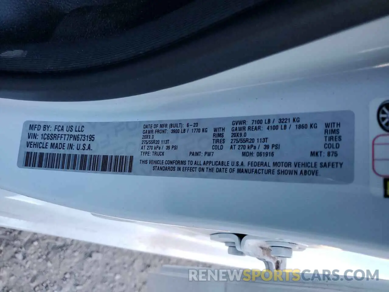 12 Фотография поврежденного автомобиля 1C6SRFFT7PN673195 RAM 1500 2023
