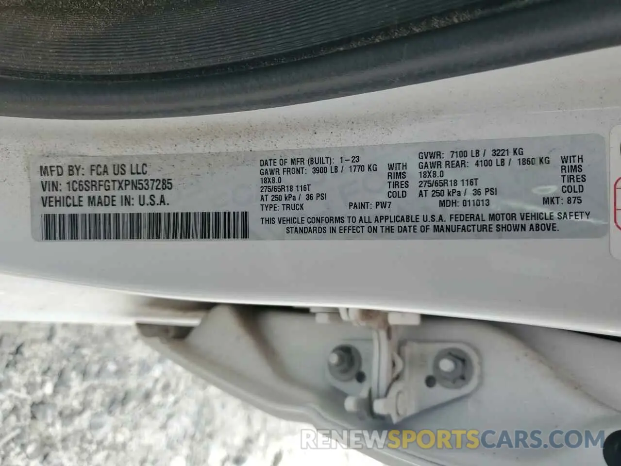 12 Фотография поврежденного автомобиля 1C6SRFGTXPN537285 RAM 1500 2023