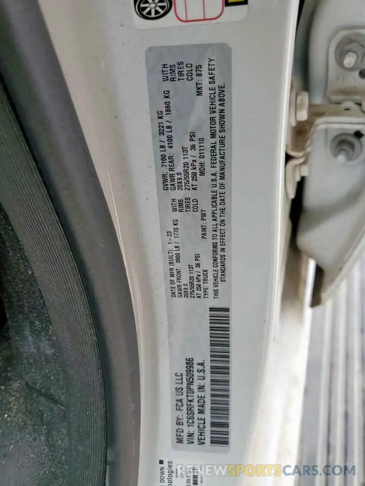 12 Photograph of a damaged car 1C6SRFKT0PN509986 RAM 1500 2023