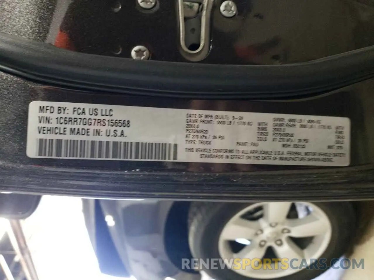 12 Фотография поврежденного автомобиля 1C6RR7GG7RS156568 RAM 1500 2024