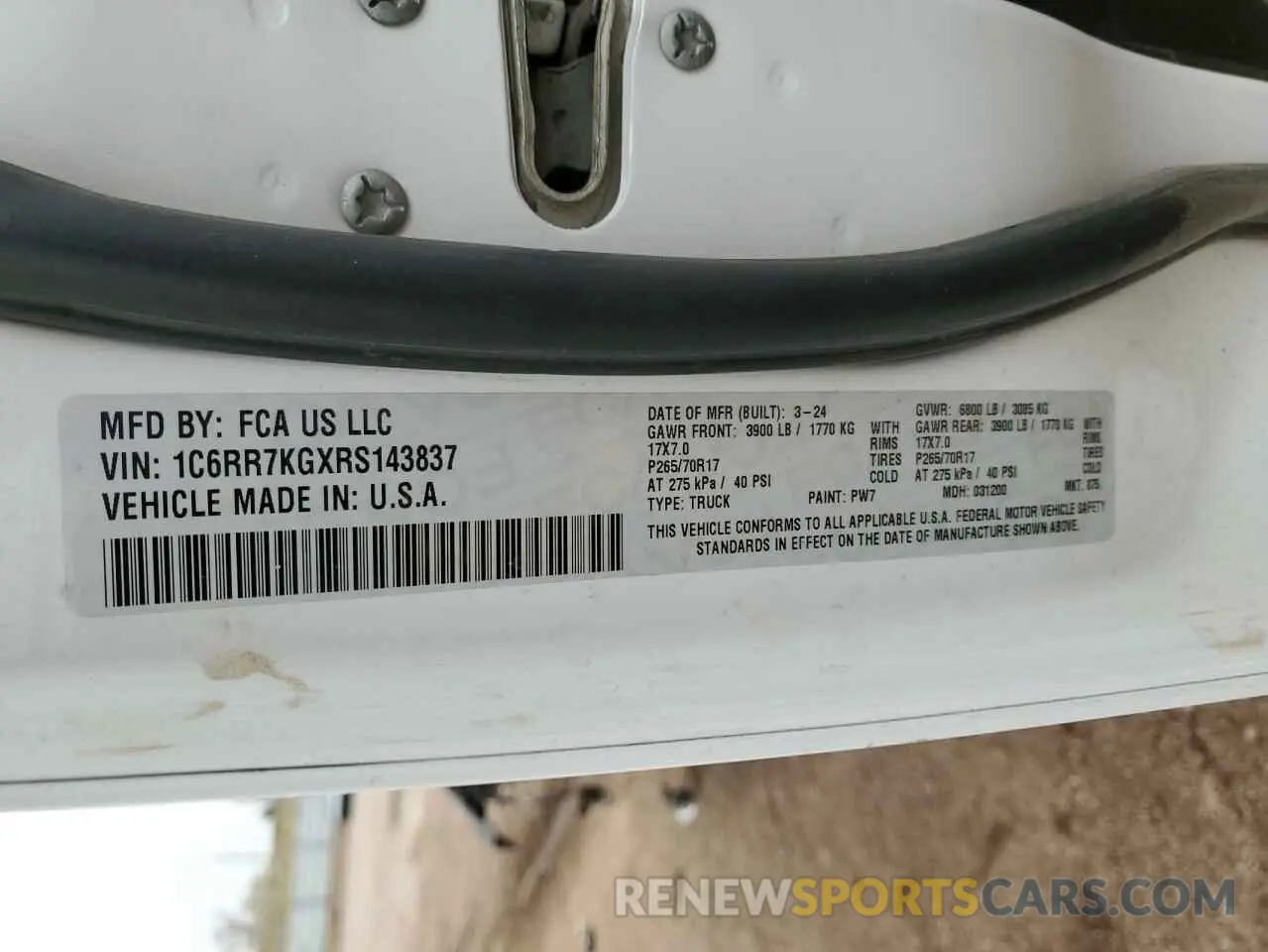 13 Photograph of a damaged car 1C6RR7KGXRS143837 RAM 1500 2024