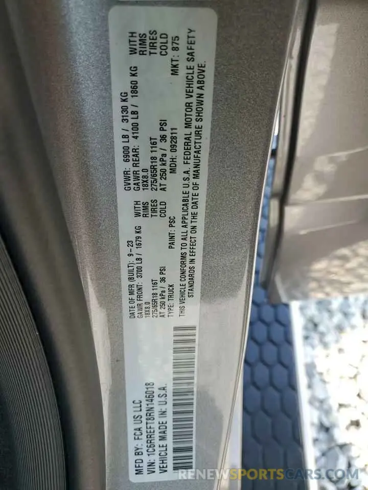 13 Фотография поврежденного автомобиля 1C6RREFT8RN146018 RAM 1500 2024