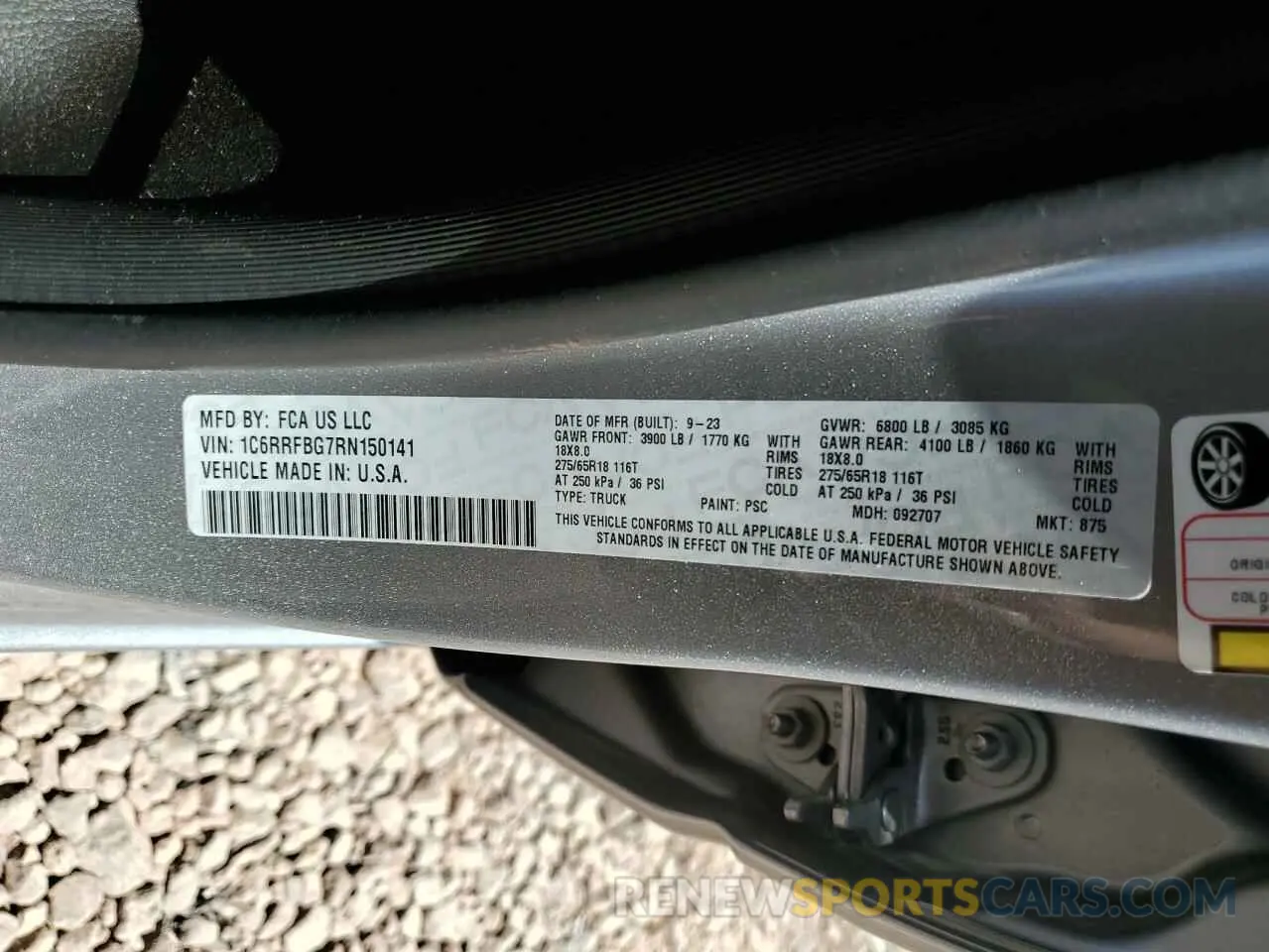 12 Photograph of a damaged car 1C6RRFBG7RN150141 RAM 1500 2024