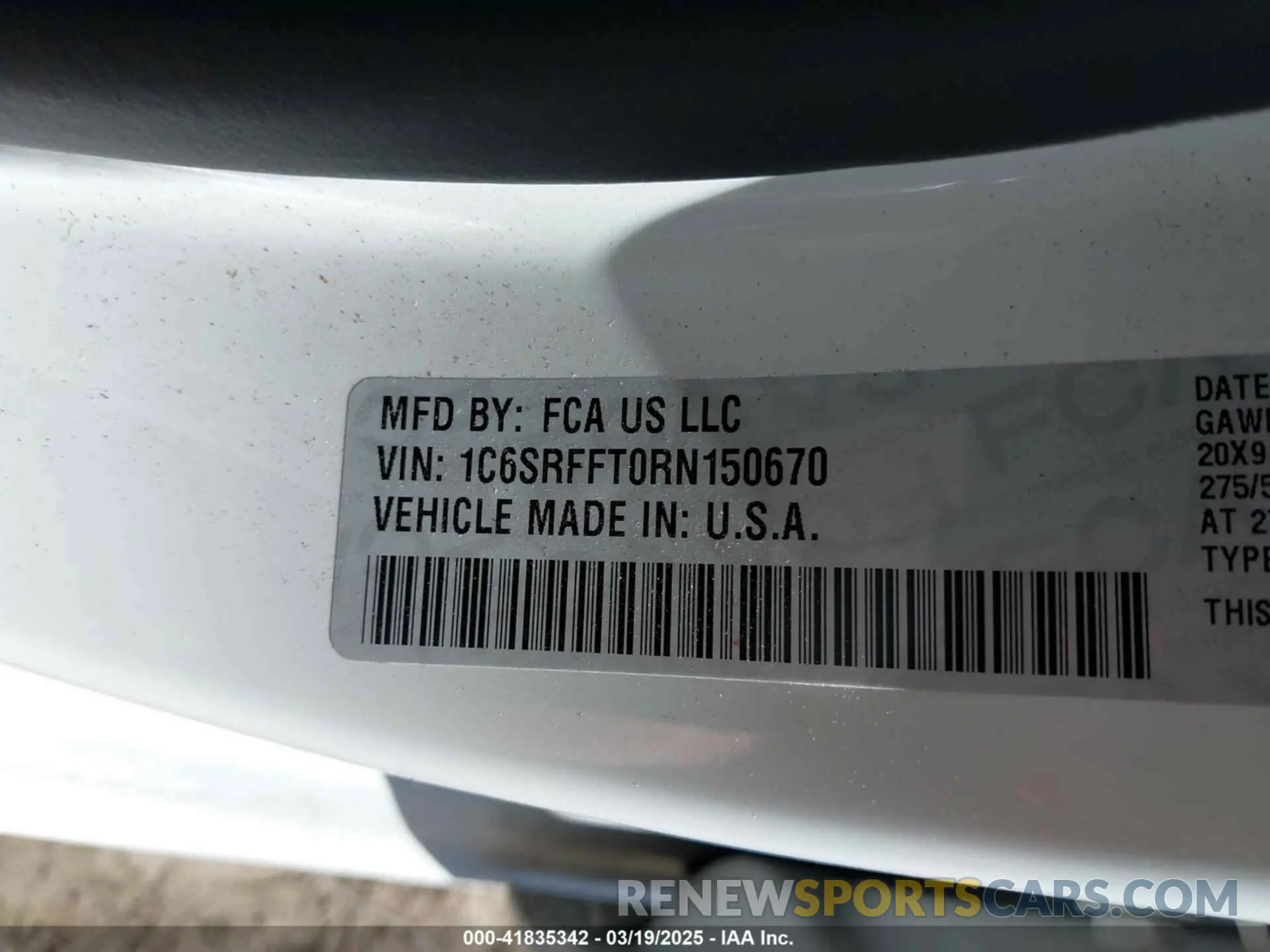 9 Photograph of a damaged car 1C6SRFFT0RN150670 RAM 1500 2024