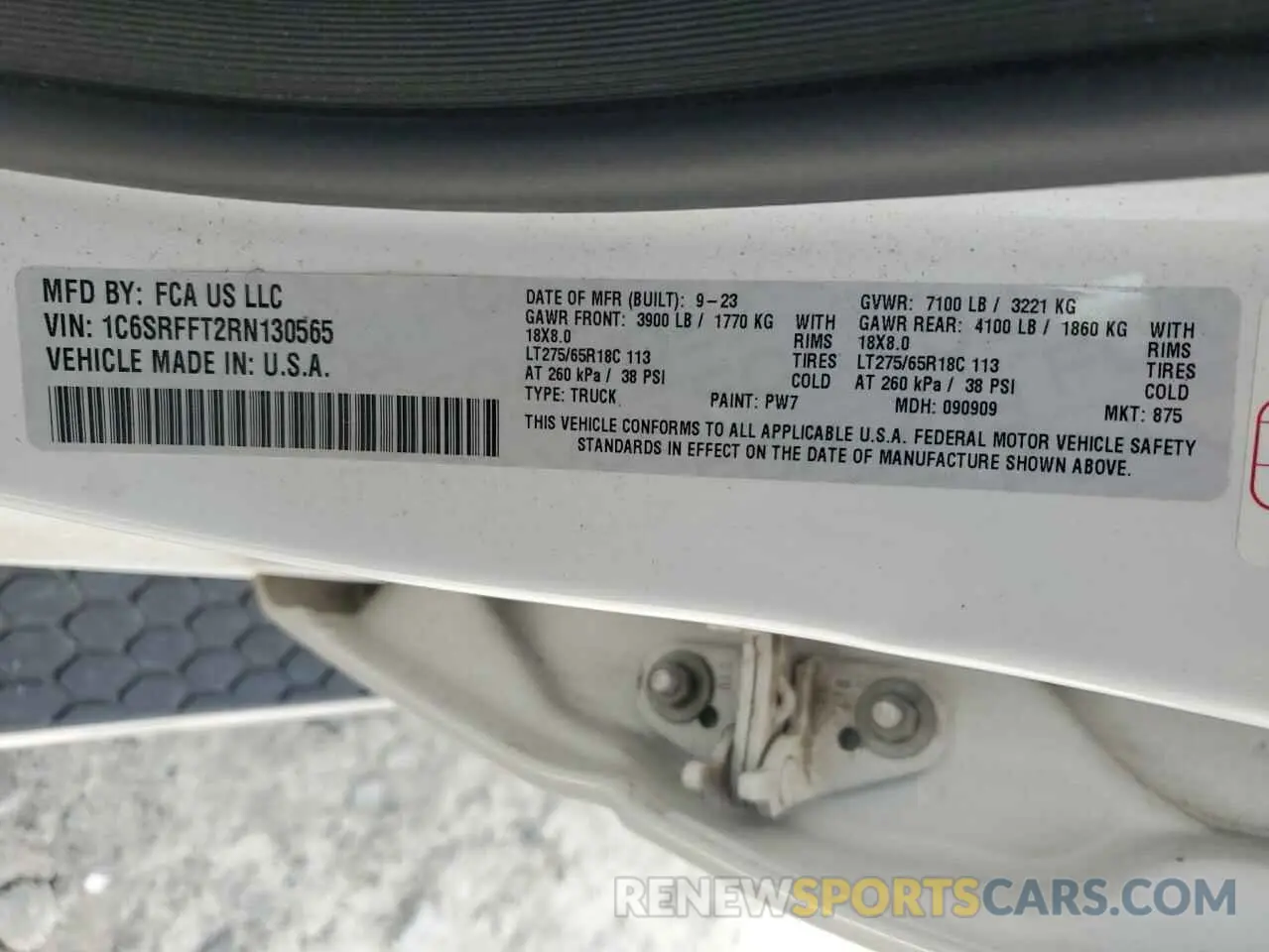 12 Photograph of a damaged car 1C6SRFFT2RN130565 RAM 1500 2024
