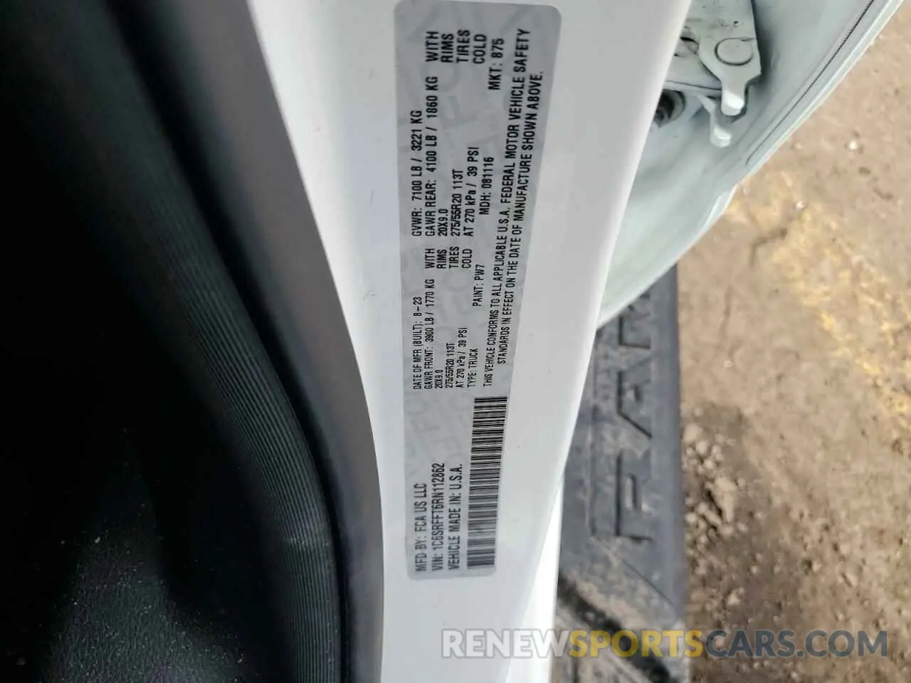 12 Photograph of a damaged car 1C6SRFFT6RN112862 RAM 1500 2024