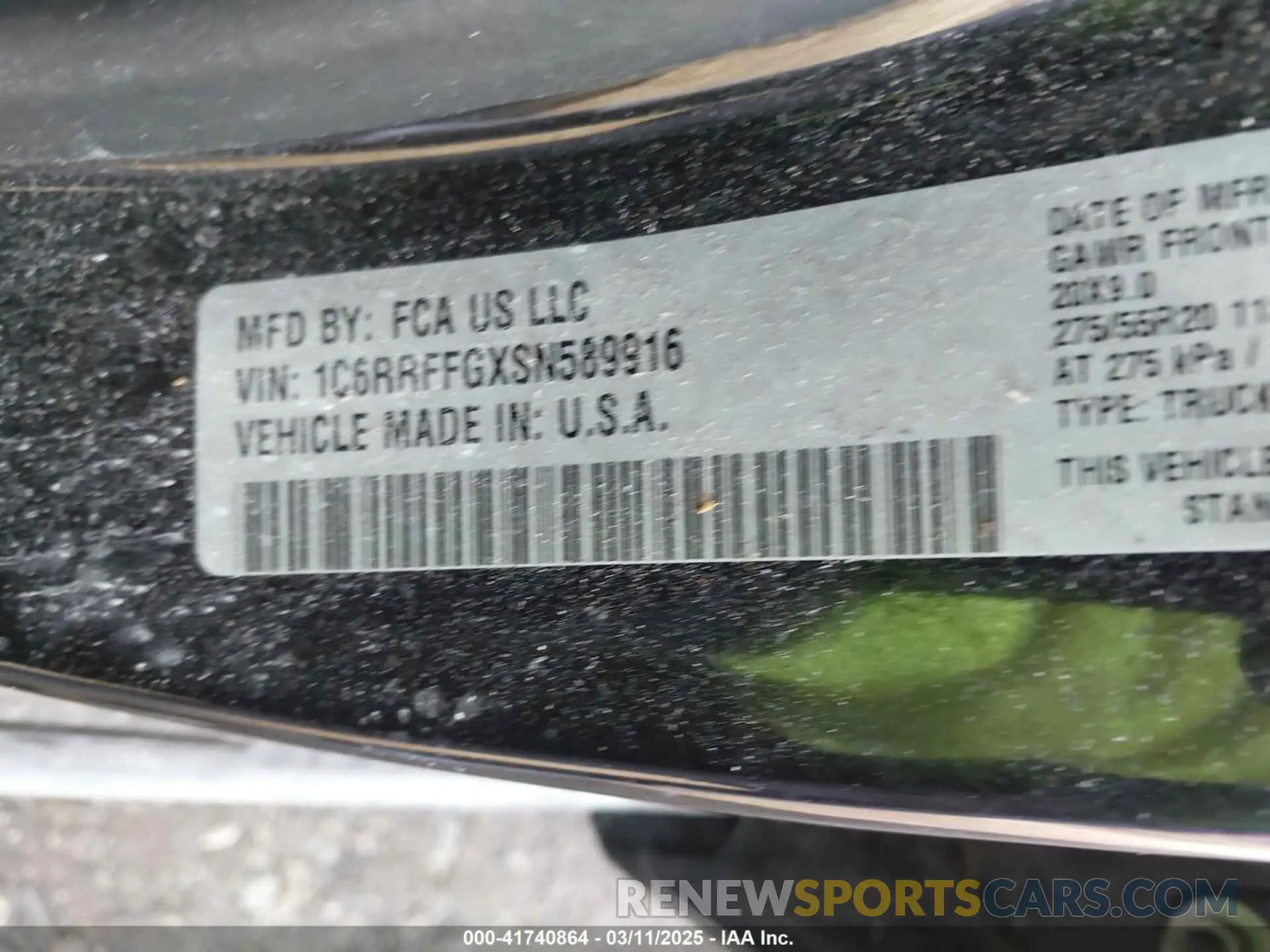 9 Photograph of a damaged car 1C6RRFFGXSN589916 RAM 1500 2025